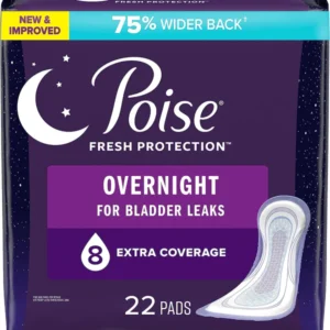 Poise Fresh Protection Bladder Control Pad, 5.3 Inch Length, Overnight Absorbency, Sodium Polyacrylate Core, One Size Fits Most