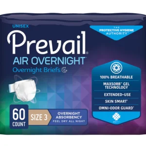 Prevail Air Overnight Briefs, Overnight Absorbency, Breathable, Refastenable Tabs