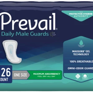 Prevail Guards for Men, 12-1/2 Inch Length, Maximum Absorbency, One Size Fits Most