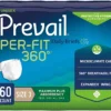 Prevail Per-Fit 360° Unisex Daily Briefs, Maximum Plus Absorbency, Refastenable Tabs