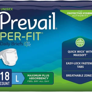 Prevail Per-Fit Unisex Daily Briefs, Maximum Plus Absorbency, Refastenable Tabs