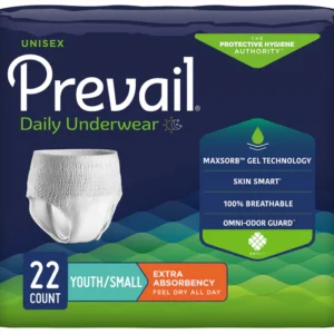 Prevail Unisex Youth Absorbent Underwear, Youth/Small, Extra Absorbency, Pull on with Tear Away Seams