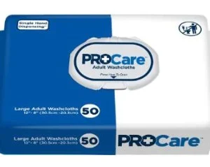 ProCare Adult Washcloth, 12" x 8", Soft Pack - 12 Packs of 50