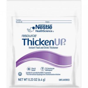 Resource ThickenUp Instant Food And Drink Thickener, Unflavored, Consistency Varies By Preparation, 6.4 Gram Individual Packet, Powder, 3 Years And Up, 25 Calories Per 6.4 Gram Serving, #10043900225408