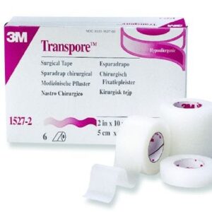 3M Transpore Standard Hypoallergenic Porous Plastic Surgical Tape 1" x 11/2 yds 1 Roll
