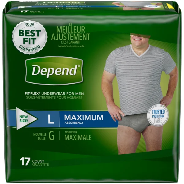 Depend 47926 Adult Absorbent Underwear, Pack of 17