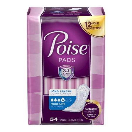 Poise 39299 Bladder Control Pad, Moderate, Long, 6 to 12 Inch Length, Case of 108